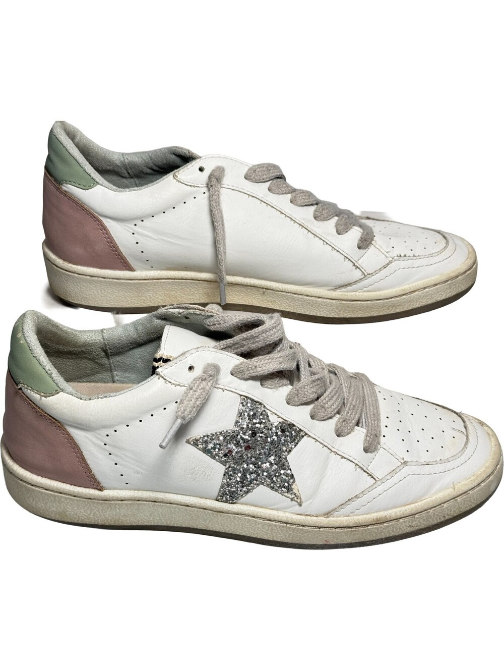Shu Shop Paz Sneakers Size 7 Glitter Star Shoes ShuShop Low Top White Fashion